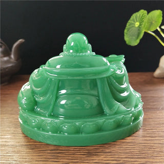 Chinese Feng Shui Laughing Buddha Statue Man-made Jade Stone Ornaments Big Maitreya Buddha Sculpture Figurines Home Decoration