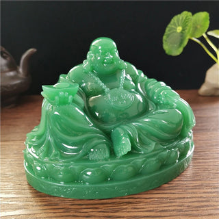Chinese Feng Shui Laughing Buddha Statue Man-made Jade Stone Ornaments Big Maitreya Buddha Sculpture Figurines Home Decoration