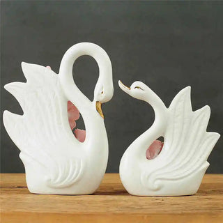 Creative Ceramic Swan Sculpture Figurines