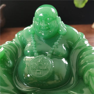 Chinese Feng Shui Laughing Buddha Statue Man-made Jade Stone Ornaments Big Maitreya Buddha Sculpture Figurines Home Decoration