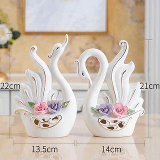 Creative Ceramic Swan Sculpture Figurines