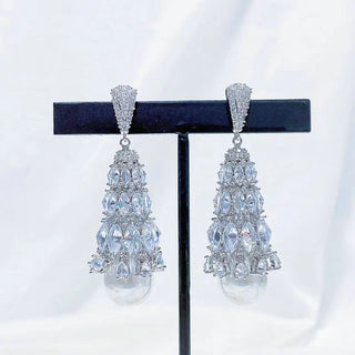 Clear Crystal White Pearl Baroque Earring