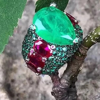 Luxury Large Gemstones Cocktail Ring