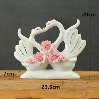 Creative Ceramic Swan Sculpture Figurines