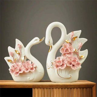 Creative Ceramic Swan Sculpture Figurines