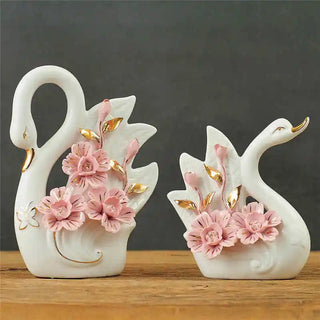 Creative Ceramic Swan Sculpture Figurines