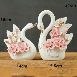 Creative Ceramic Swan Sculpture Figurines