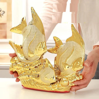 Handicraft Gold Fish Ceramic Decoration
