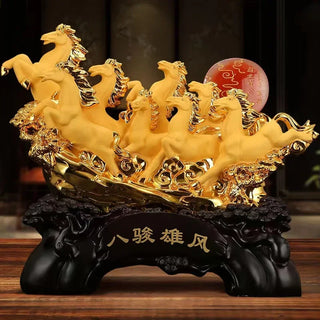 Creative Lucky Eight Horses Resin Auspicious Gifts Home Crafts Living Room Desk Ornaments Statue