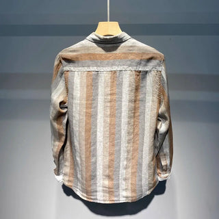 Long Sleeve Linen Striped Shirt