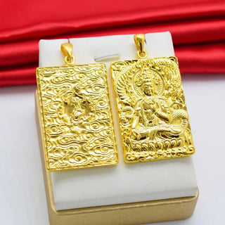24K Real Gold Guanyin Pendant Necklace for Men