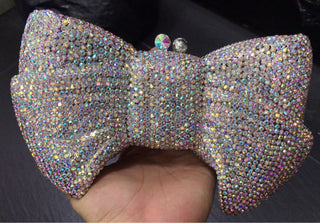Luxury Designer Stone Bow Clutch Purse