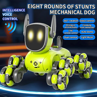 Q200 Intelligent Mechanical RC Dog Gesture Induction Remote Control Toy Eight Wheels Four Wheels Stunt Animal Toys for Children.