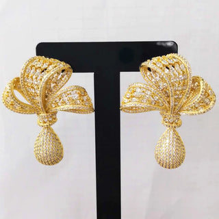 GODKI 72mm Luxury Daisy Flower Nigerian Tassels Long Dangle Earring For Women Wedding Zircon Crystal Dubai Bridal Earring
