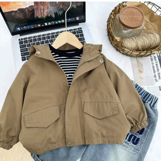 Boys Denim Casual Trench Coat