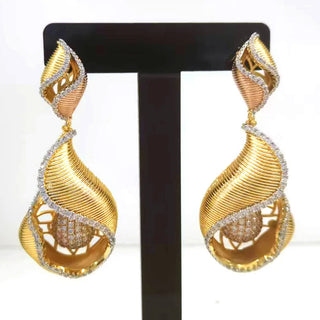 GODKI Famous African Indian Tricolor Flower Dangle Earrings For Women Wedding Party Cubic Zircon Dubai Bridal Jewelry