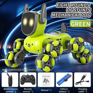 Q200 Intelligent Mechanical RC Dog Gesture Induction Remote Control Toy Eight Wheels Four Wheels Stunt Animal Toys for Children.