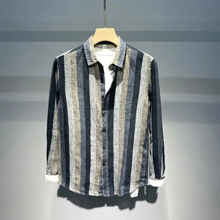 Long Sleeve Linen Striped Shirt