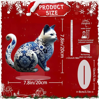 Fashionable Porcelain Cat Ornament