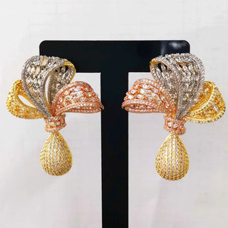 GODKI 72mm Luxury Daisy Flower Nigerian Tassels Long Dangle Earring For Women Wedding Zircon Crystal Dubai Bridal Earring