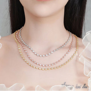 Silver Iced Diamond Tennis Necklaces