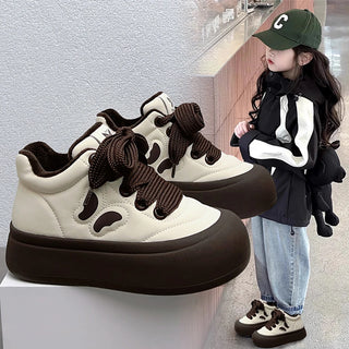 Winter Snow Boots For Children PU Leather Warm Cotton Shoes For Boys Girls Anti-slippery Height Increasing Kid's Plush Boots