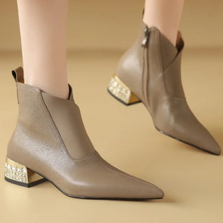 Pointed Toe Low Heel Sock Boots