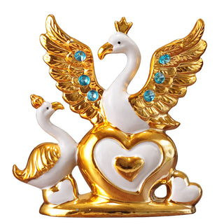 Gold Swan Porcelain Figurines Decorations