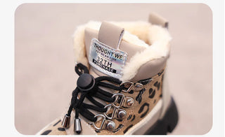 Leopard Fashion Snow Boots For Children Thick Warm Teenager Kid's Plush Boots Trend Fashion Boy's Girl's Warm Ankle Boots