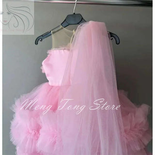 Girl Pearls Birthday Pageant Sheer Dress