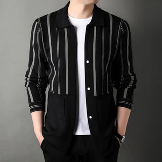 Middle-Aged Men's Cardigan Knitted Shirt