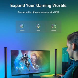 40CM Smart RGB LED Light Bars USB Plug Tuya WIFI Music Sync TV Backlights Remote Control Floor Lamps Work with Alexa Google Home