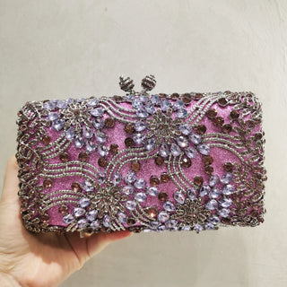 Luxury Floral Rhinestone Clutch Purse