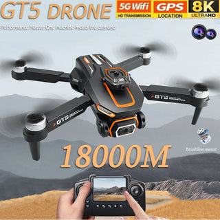 NEW GT5 8K HD Dual Lens Drone With Optical Flow WiFi Foldable Quadcopter for Kids Camera Aerial Photography Remote Control Toys