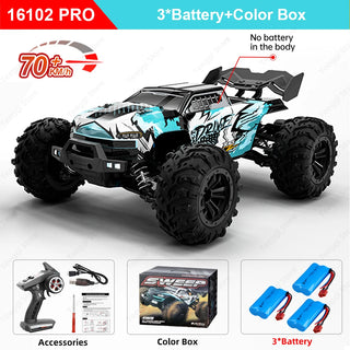 Teeggi 16101 /16102 PRO 1:16 High Speed RC Car With LED Light Drift 70KM/H 4WD RC Off-Road Car Monster Truck Toy For Kid Gifts