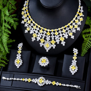 GODKI 4pcs Lucky Flower Nigerian 18k Gold Plated Dubai Bridal Wedding Jewellery Set Fashion Necklace Jewelry Sets