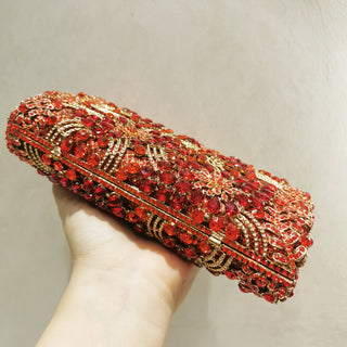 Luxury Floral Rhinestone Clutch Purse