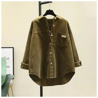 Women's Fashionable Cardigan Corduroy Shirt