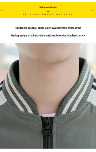 New autumn jacket for young men baseball collar two-bar jacket