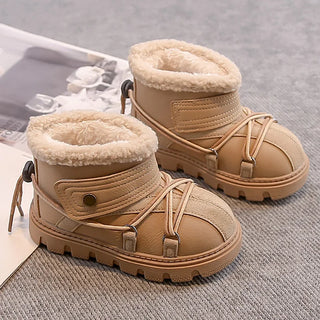 Faux Fur Winter Boots For Children PU Leather Teenager Kid's Snow Boots Thick Warm Boy's Girl's Plush Boots Cotton Warm Boots