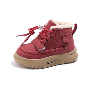 Winter Plush Boots For Children PU Leather Waterproof Boy's Girl's Snow Boots Waterproof Anti-slippery Kid's Boots Warm Shoes