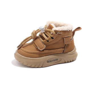 Winter Plush Boots For Children PU Leather Waterproof Boy's Girl's Snow Boots Waterproof Anti-slippery Kid's Boots Warm Shoes