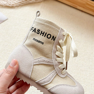 Autumn Fashion Boots For Girls 2025 Trend Fashion Teenager Kid's Boots PU Leather Canvas Boots For Boys Girls Fashion Footwear