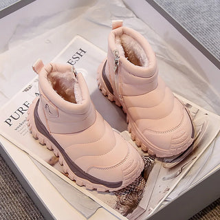 Winter Snow Boots For Children PU Leather Thick Warm Plush Boots Teenager Kid's Cotton Shoes Winter Boy's Girl's Warm Boots