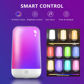 Touch Night Light Bluetooth APP Dimming RGB Lamp 3600mAh Rechargeable Music Ambiance Light Indoor Desktop Decorative Table Lamps