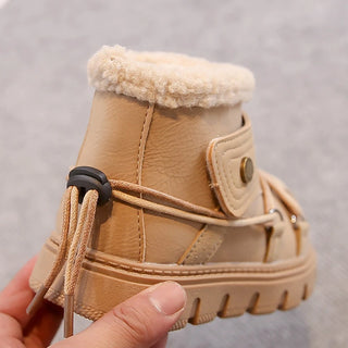 Faux Fur Winter Boots For Children PU Leather Teenager Kid's Snow Boots Thick Warm Boy's Girl's Plush Boots Cotton Warm Boots