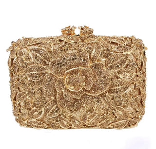 Luxury Designer Rhinestone Flower Clutch Purse