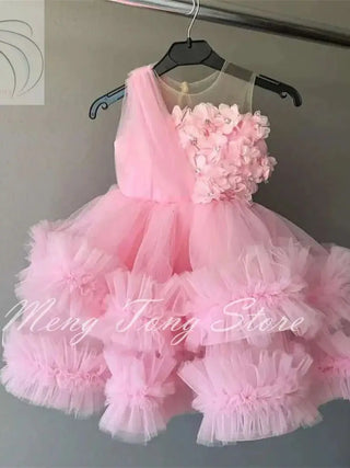 Girl Pearls Birthday Pageant Sheer Dress