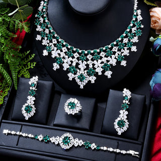 GODKI 4pcs Lucky Flower Nigerian 18k Gold Plated Dubai Bridal Wedding Jewellery Set Fashion Necklace Jewelry Sets