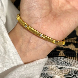 Exquisite Brushed Diamond Wedding Bangles